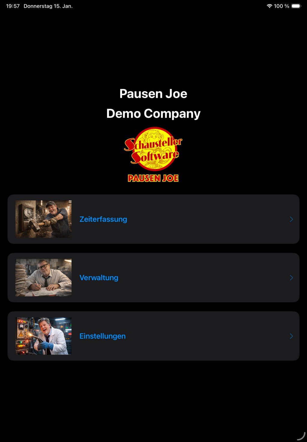 Pausen Joe Startscreen